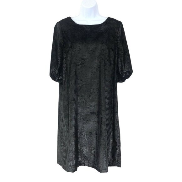 Gibson Latimer Womens Size M Black Velvet Ribbed Metallic Sparkle Dress New NWT - Picture 1 of 4